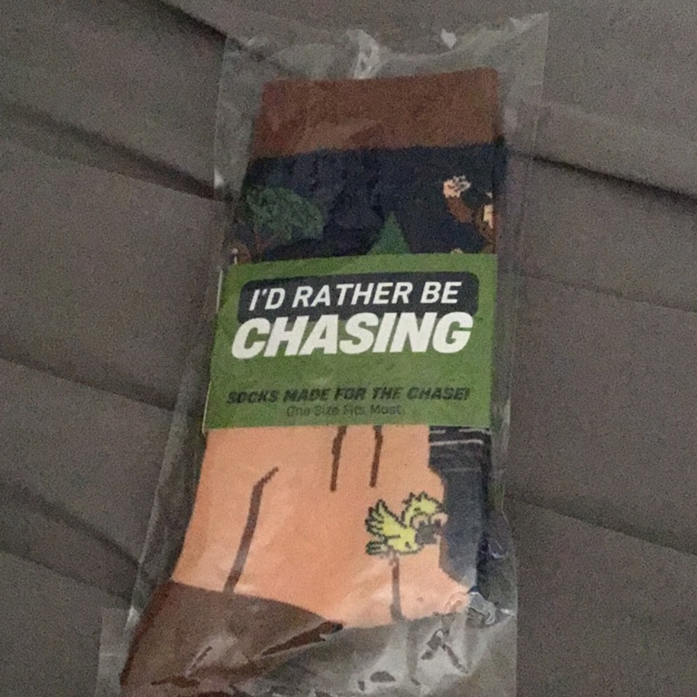 I'd Rather Be Chasing Novelty Crew Socks Sasquatch new